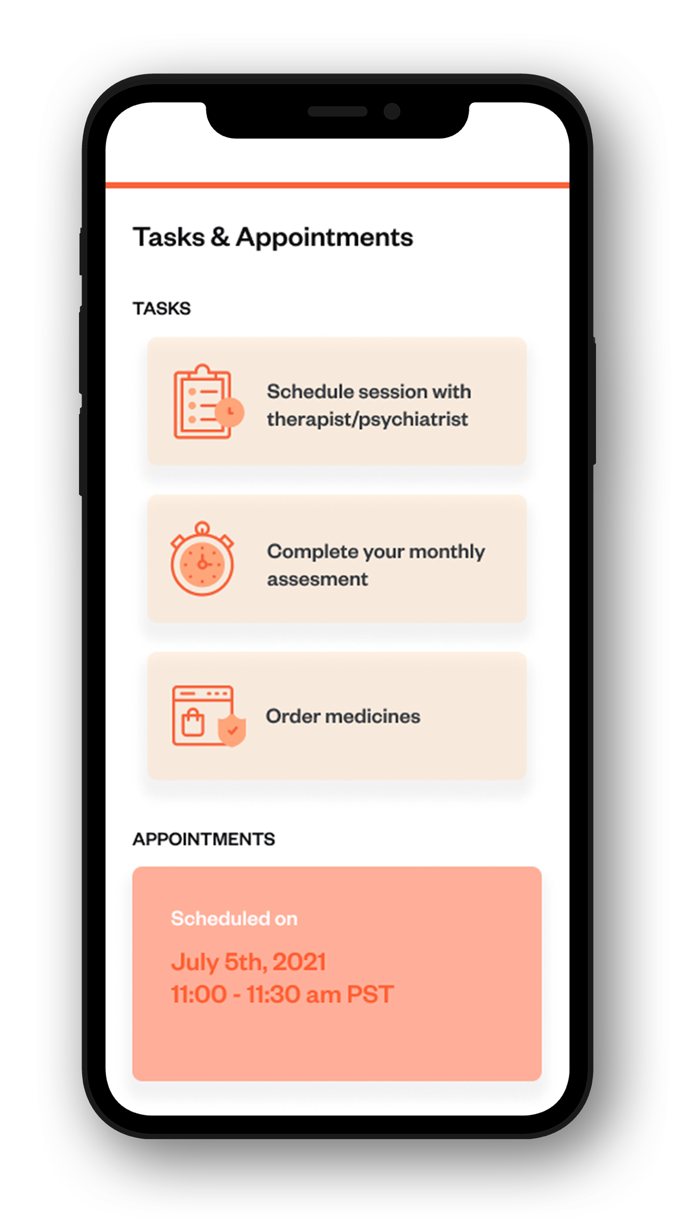 Tasks and appointments mockup